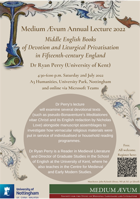 Keynote poster. This is a complex image. Please email marketing-events@nottingham.ac.uk for more information. Quote Middle English