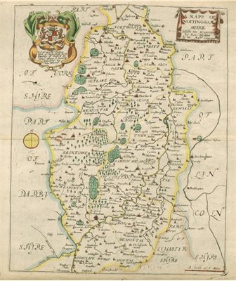 Map of Nottinghamshire by Blome, 1673. This is a complex image. Please email marketing-events@nottingham.ac.uk for more information. Quote Blome Map