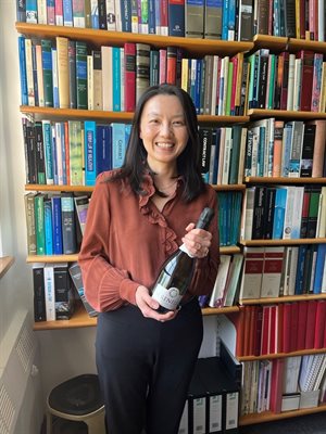 Jia Wang celebrates passing her PhD viva voce examination.