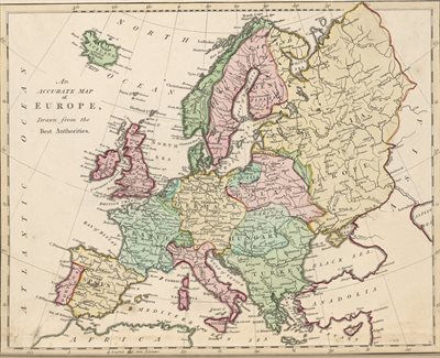 Hand coloured map of Europe