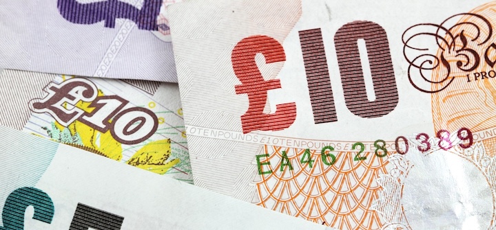 Close up of pound notes