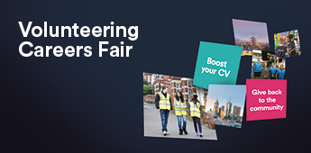 Volunteering Careers Fair with images and words: Boost your CV and Give back to the community