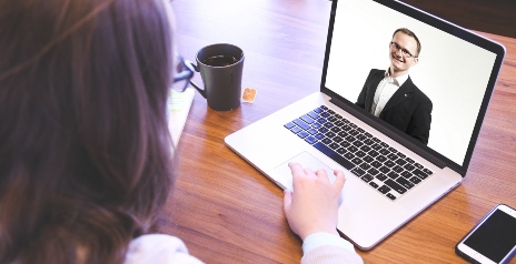 Employer on screen during an online meeting