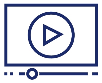 Icon showing video play button