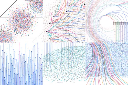 Design work from the "Data Murmurations: Points in flight" project