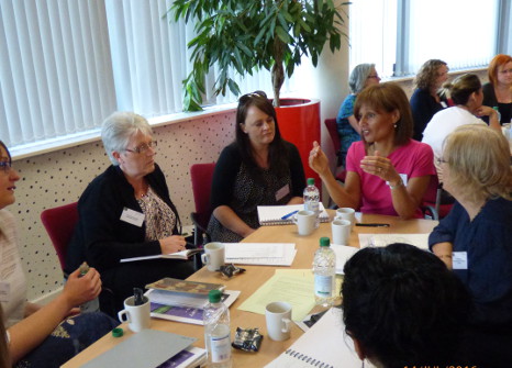 Janet Sheriff in discussion with a group