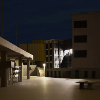 Architecture drawing of an overpass at night.