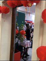 The door to a room decorated with red lanterns.