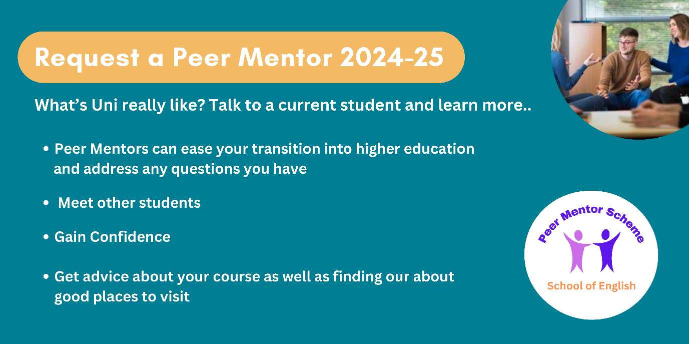 Peer Mentor 24 - 25 advertisement. Text repeated below.