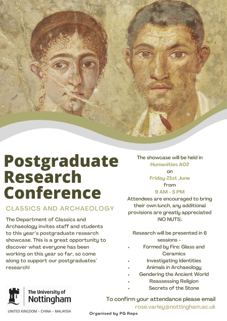 WIP Conference Poster featuring a painting of two ancient people. All information on the poster is on this webpage.