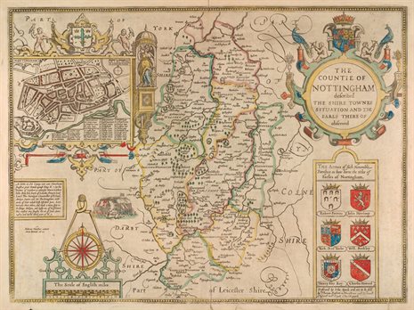 Map of the County of Nottingham by John Speed (1610) (Not 1.B8.C76) This is a complex image. Please email marketing-events@nottingham.ac.uk for more information. Quote Speed Map
