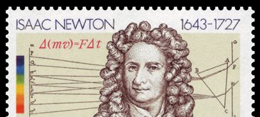 Postage stamp showing Isaac Newton