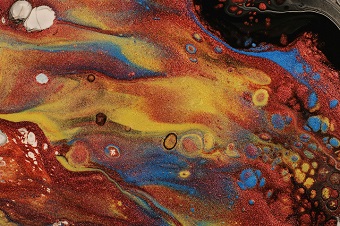 Colourful pattern created by oil paints