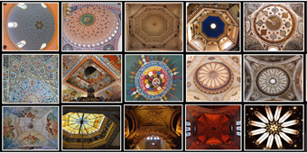 Grid of images of ceilings from religious buildings