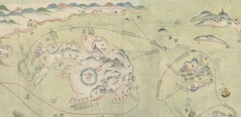 A Chinese coloured map of the town of Amoy British Library