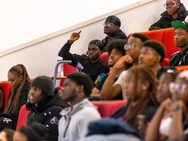 Student puts hand up at Black Sport Collective launch