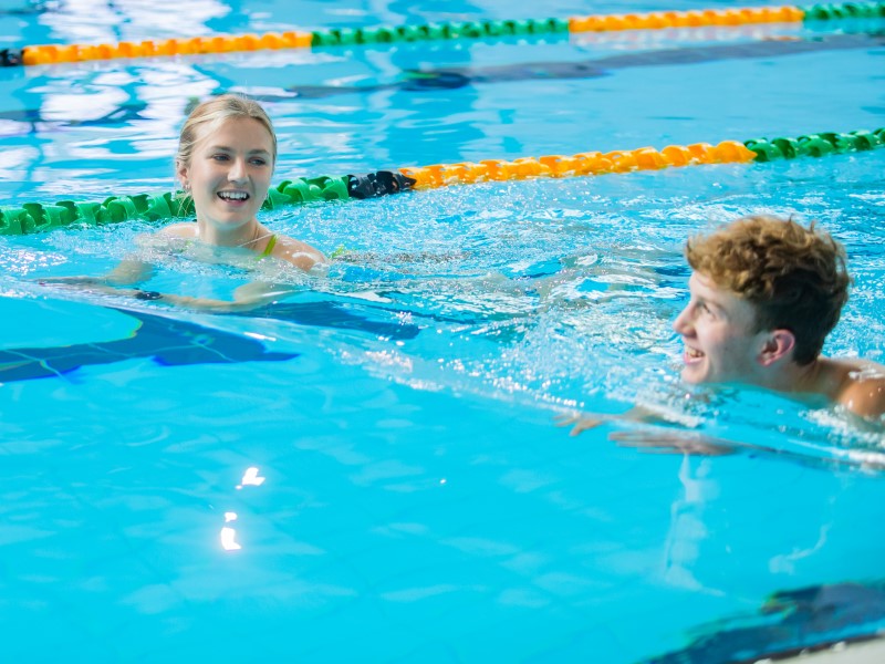 Students at David Ross Sports Village swimming pool 