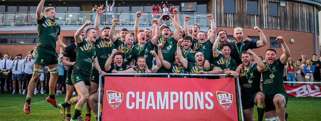 The University of Nottingham Rugby Club celebrate winning at BUCS Big Wednesday