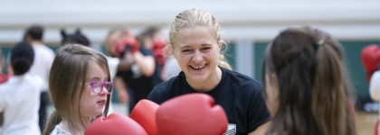 Student leader supports boxing session