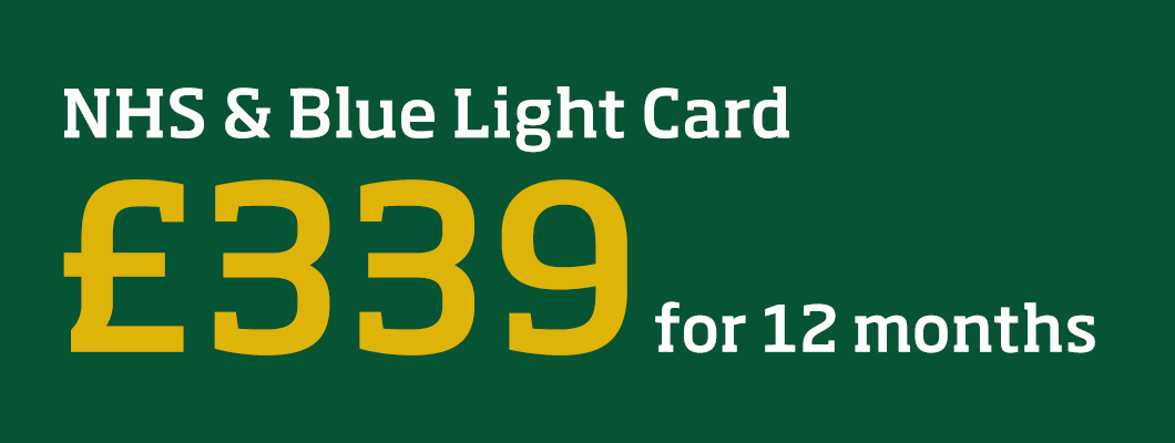 NHS & Blue Light Card membership available for an annual price of £339.00 (12 months)