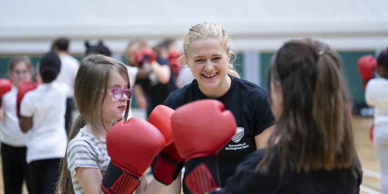 Student leader teaches girls boxing