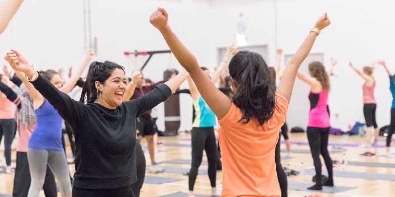 Female students enjoy fitness session at David  Ross Sports Village
