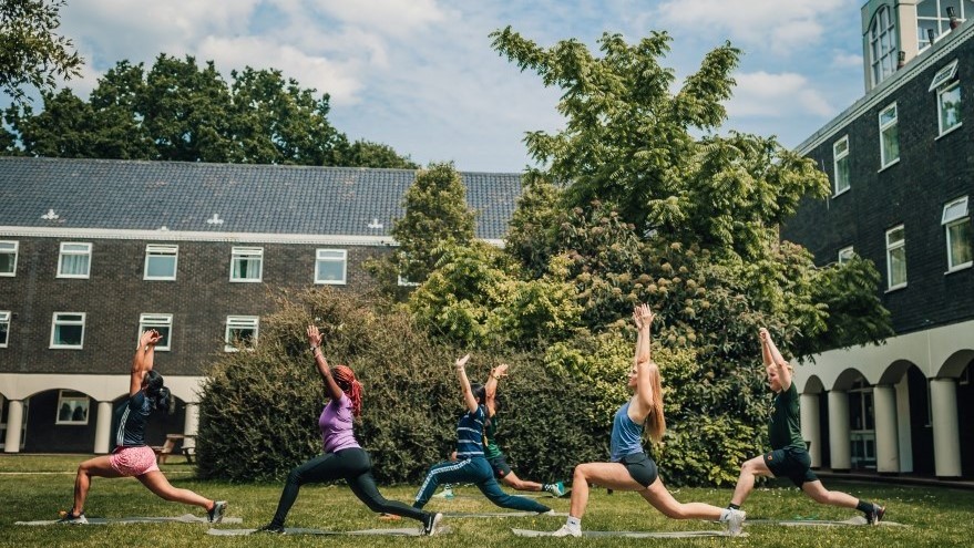 Students doing yoga at Rutland Hall