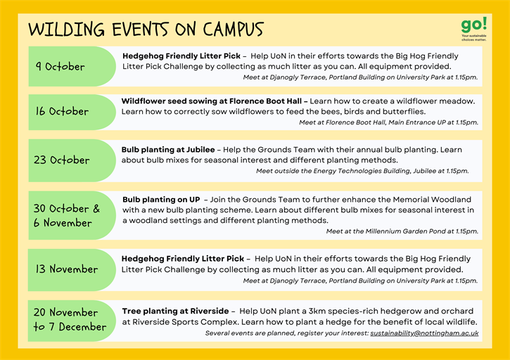 Wild campus events Autumn 2024