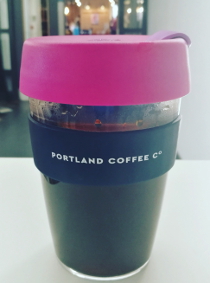 New reusable coffee cup at Portland Coffee Co.