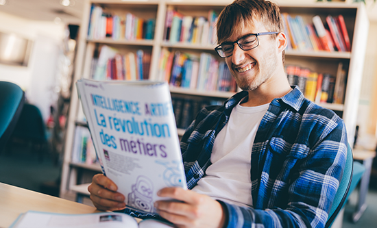 A student studies languages