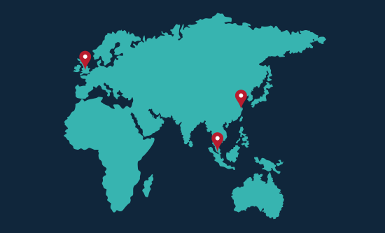 Map of 3 campuses