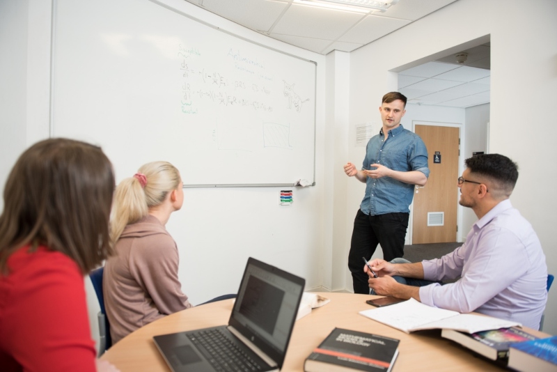 Group meeting with whiteboard