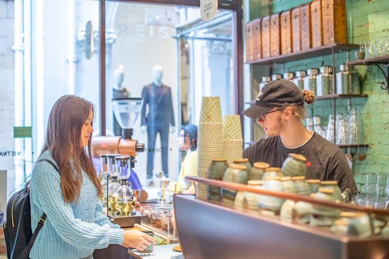 Customer in a coffee shop