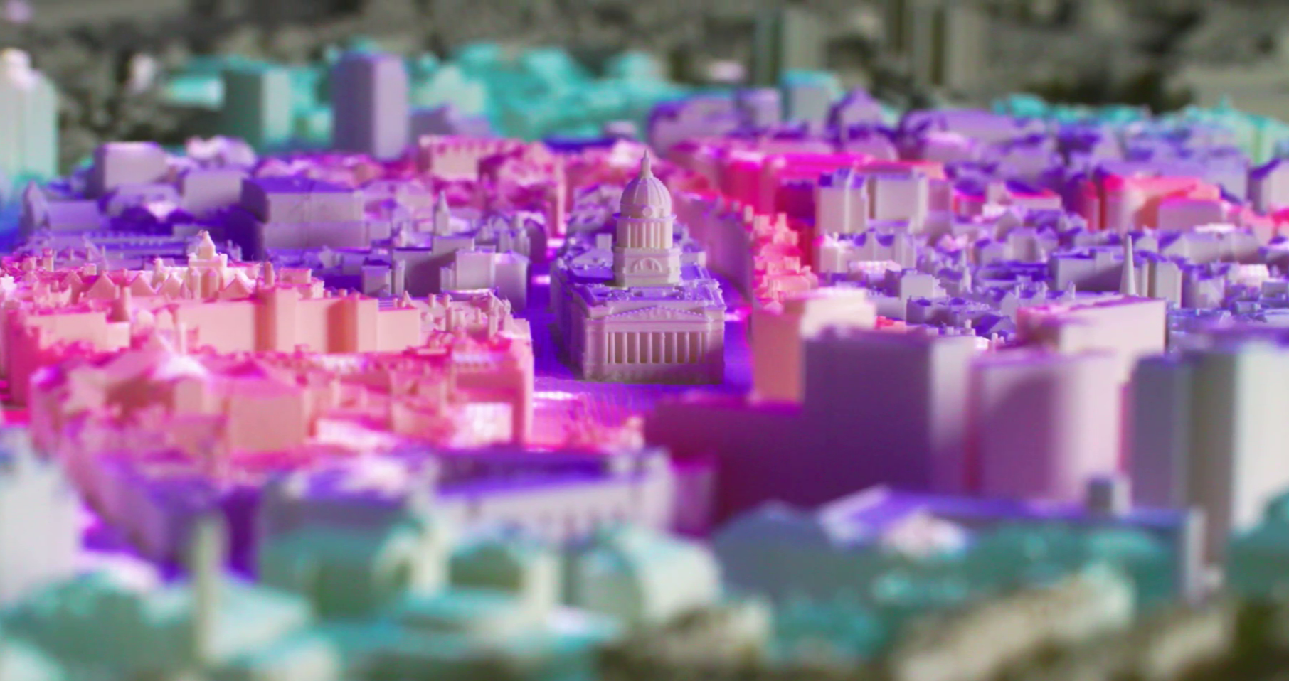 A snapshot of Nottingham Market Square on the 3D projection augmented relief model