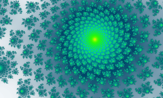A kaleidoscope pattern in green and grey