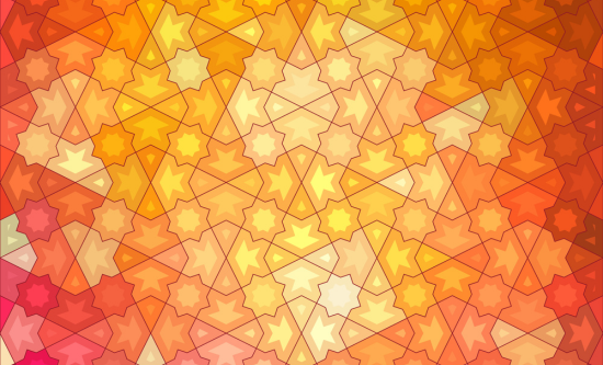 Geometric shapes in orange and yellow