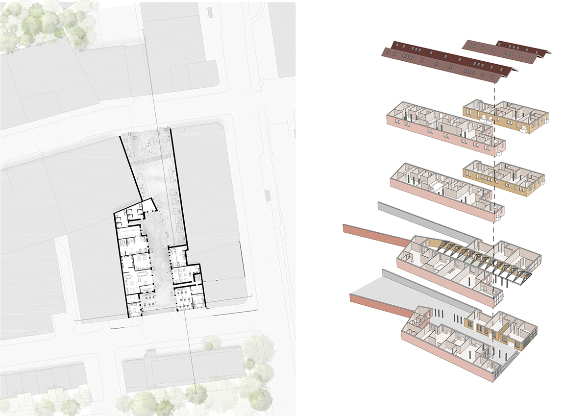 Ground Floor Plan and Exploded Axonometric