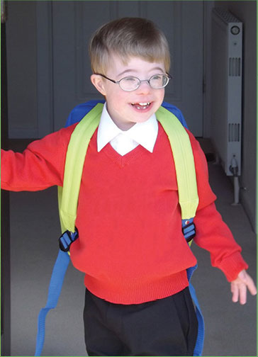 Ready for school with uniform and backpack