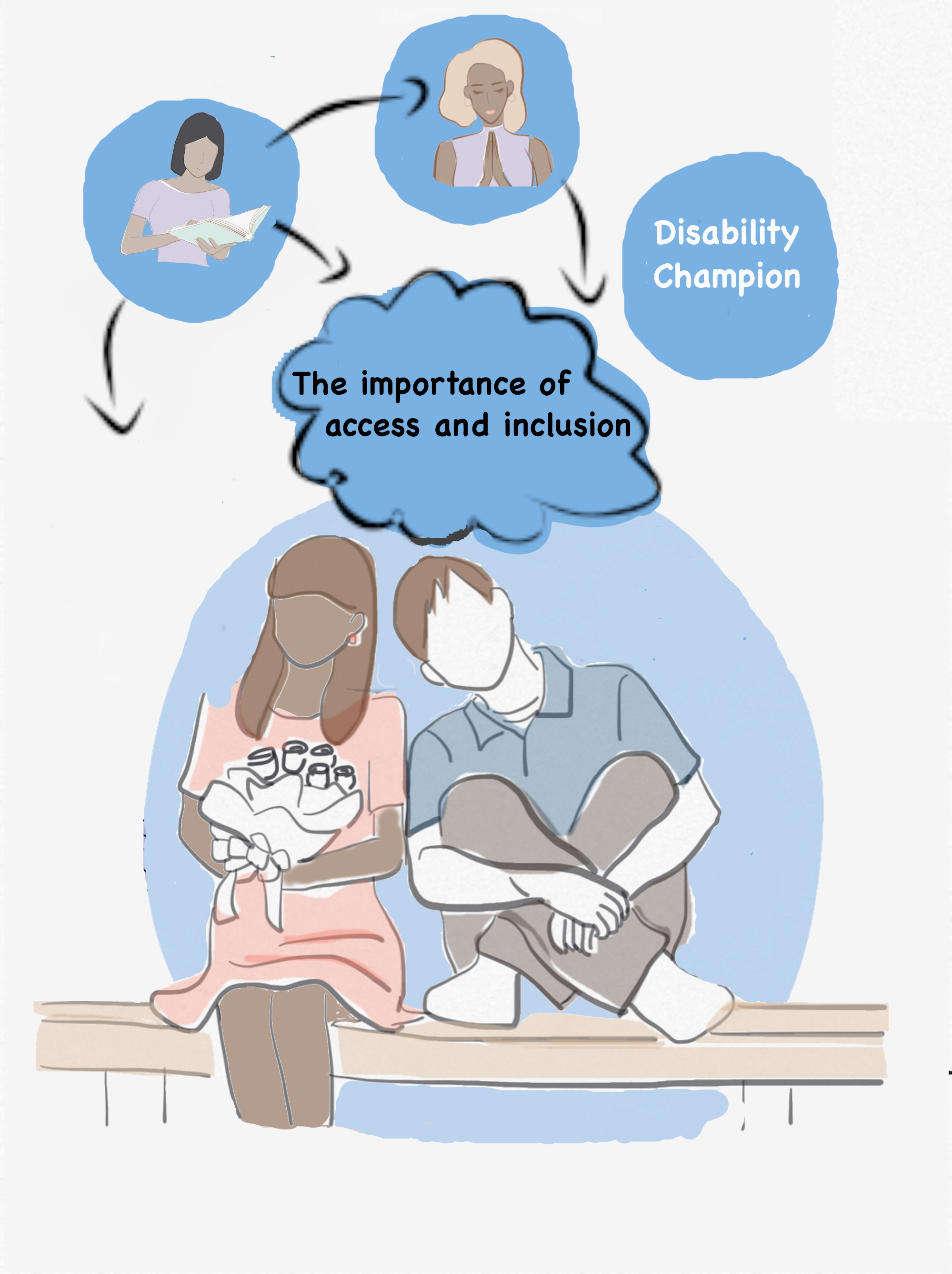 Illustration of inclusion showing a couple taking part in a consultation.