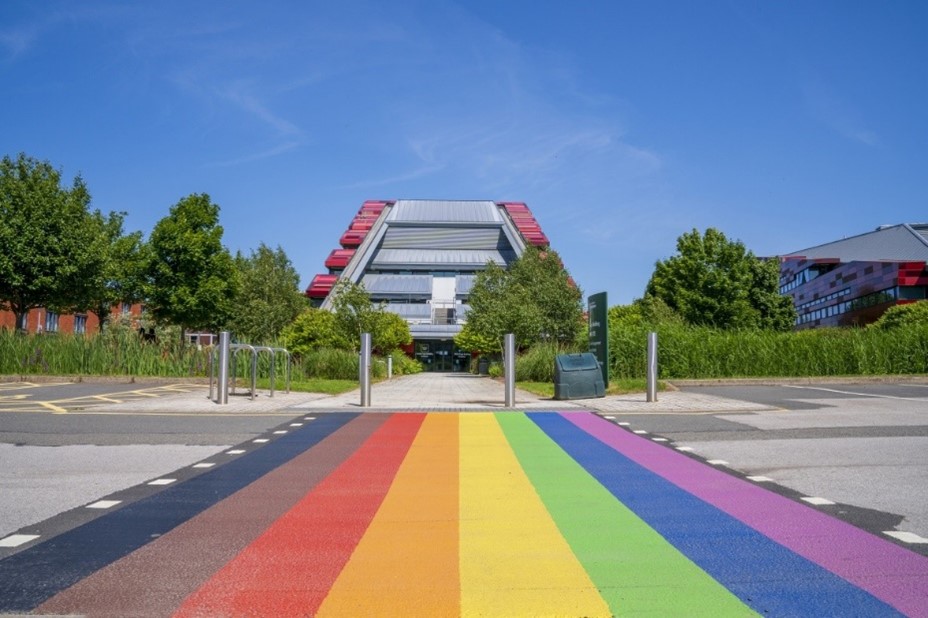 Rainbow crossing on campus