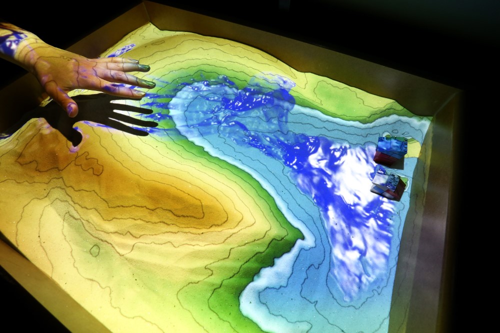 Image showing contour lines on holographic landscape