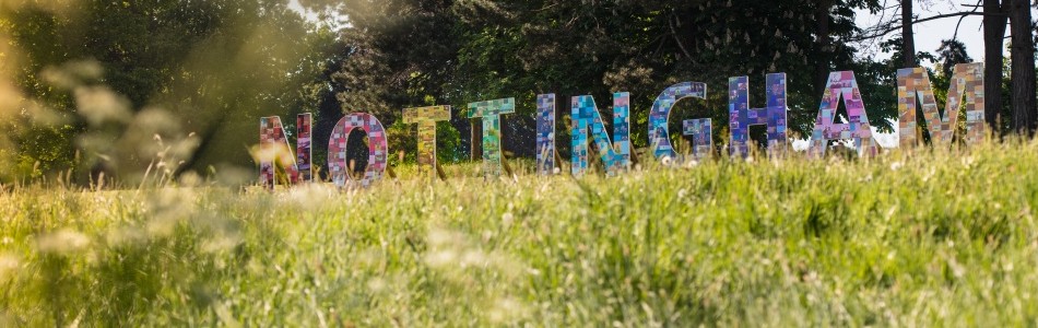 Nottingham sign on University Park campus