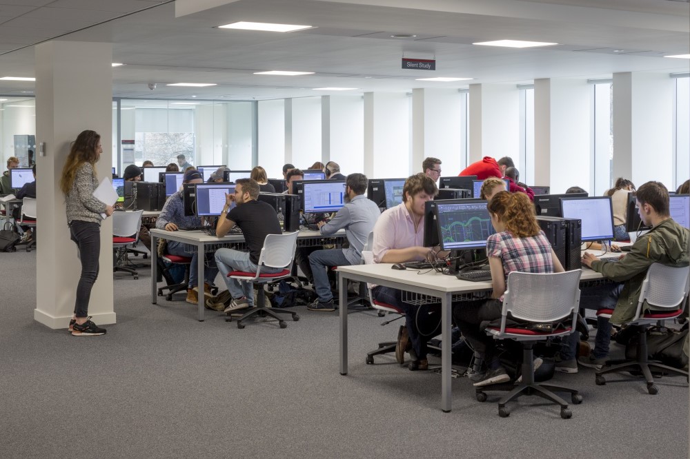 Students working in the Library