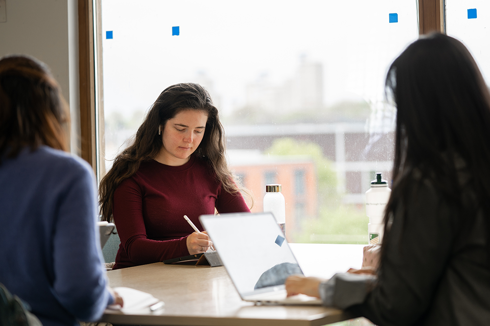 Students working in Business Library