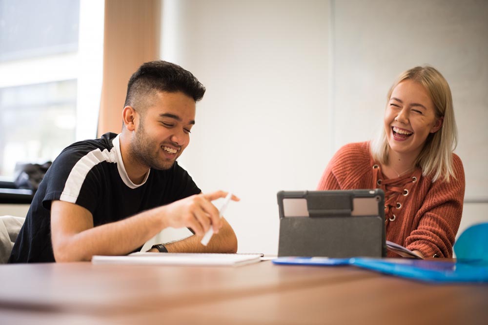 Students working together in a study room