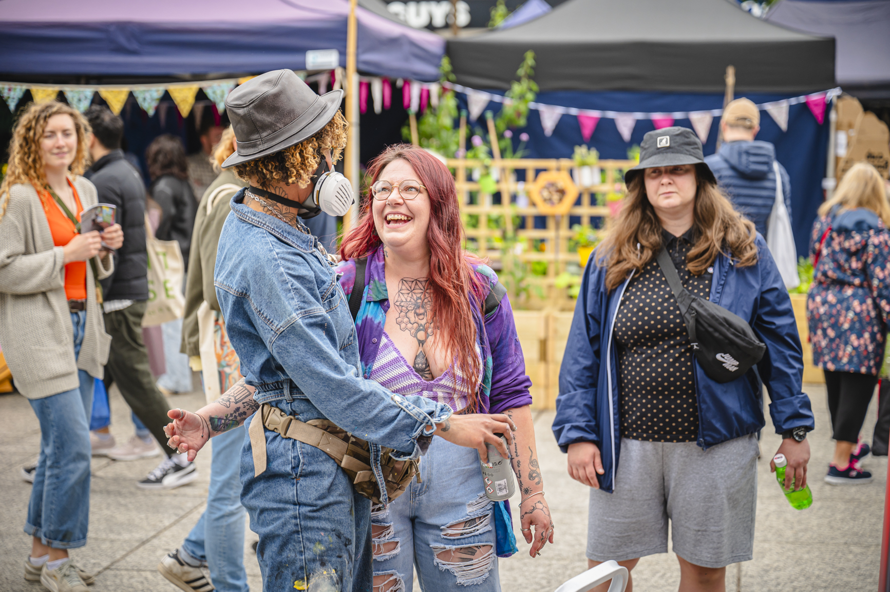 Three white ladies talking and smiling