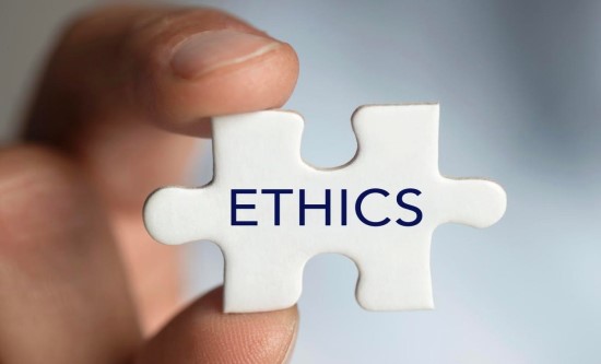 A puzzle piece with the word ethics inside