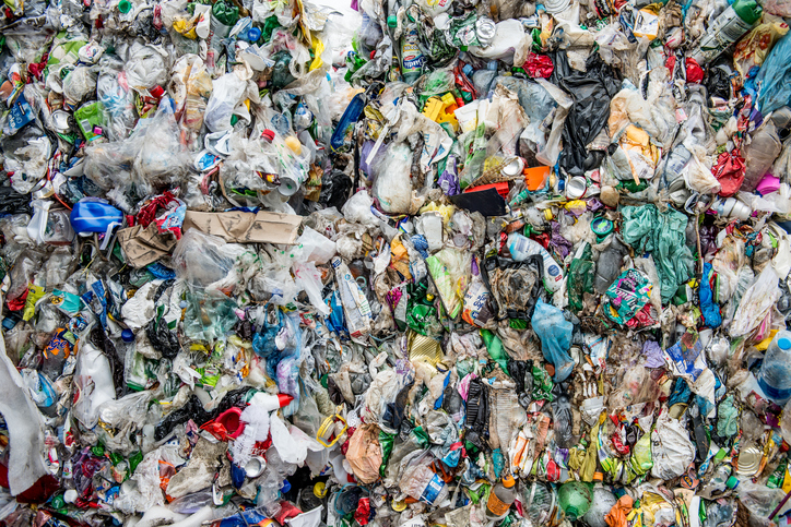 Plastic waste from soda bottles