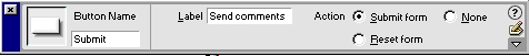 the Properties box for the Submit button
