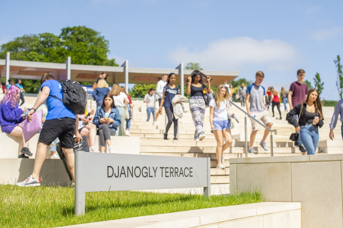 Students walking on campus